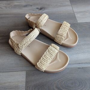 Marc Fisher LTD Lenore Woven Slingback Sandals Natural Size 7.5